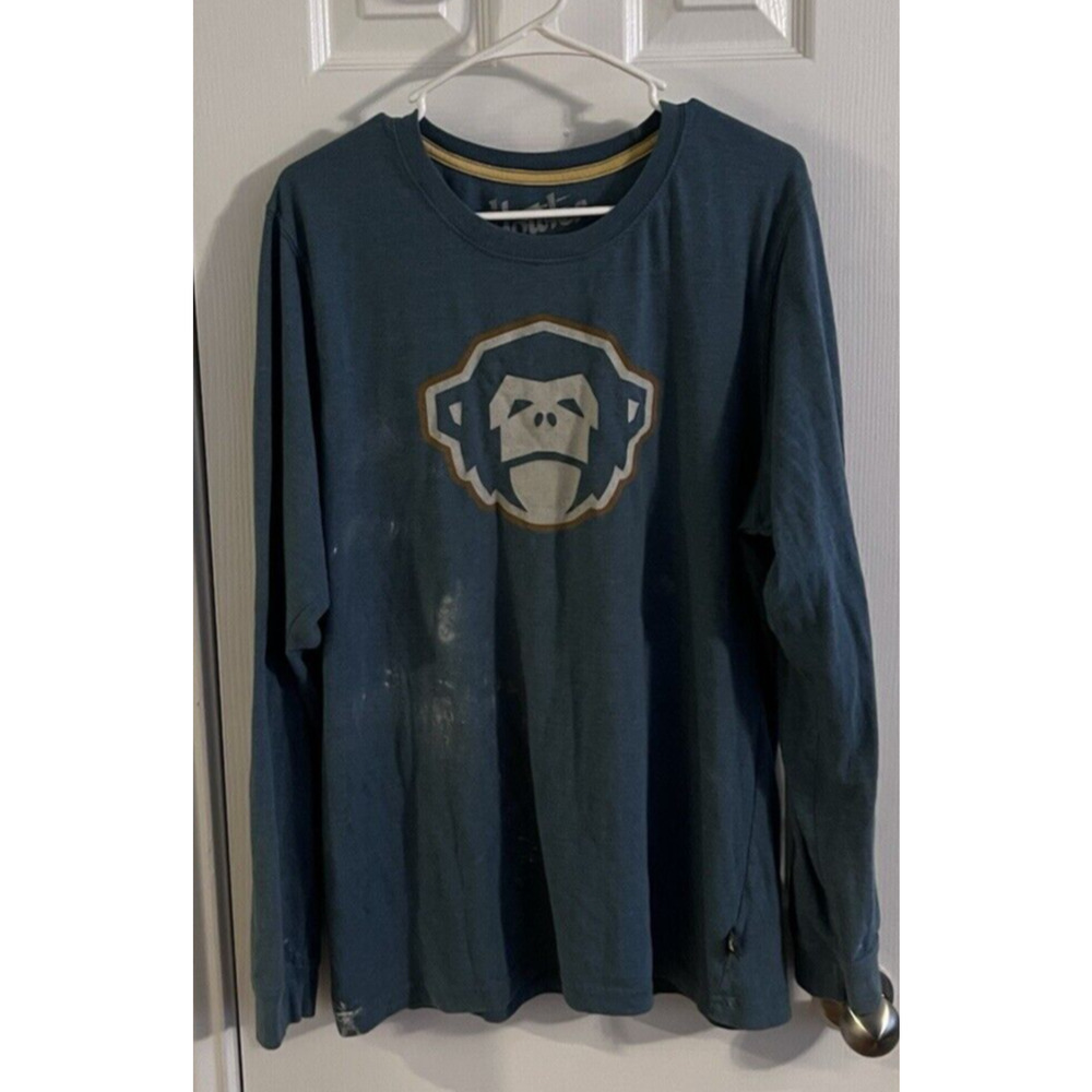 Howler Brothers Long Sleeve Shirt Blue Monkey Logo Size Large Paint Splatter